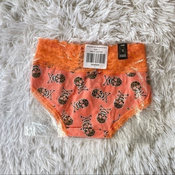 Torrid Wide Lace Thong Orange Cheetah Skull Cotton Panties 3X NEW Plus Size - Picture 5 of 7